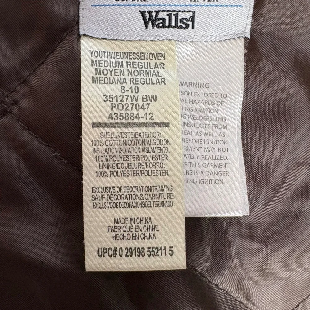 Walls Kidz Grow Canvas Detroit Jacket Youth M 8-10 Brown Gorpcore Workwear VTG